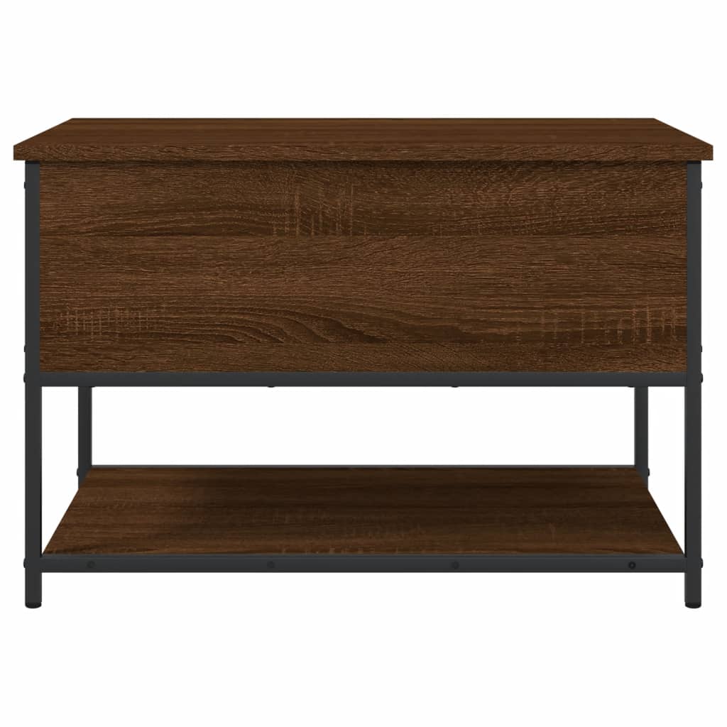 Storage Bench In Brown Oak Finish 70 X 42.5 X 47 Cm Engineered Wood