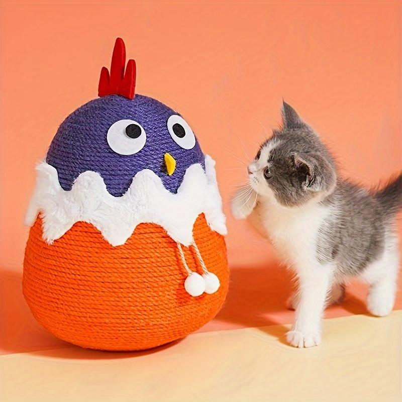 

Интерактивная игрушка для кошек с джутовой веревкой, воблер в форме цыпленка для царапания и игры Pedal chicken toy