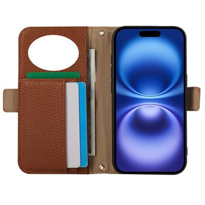 Pentru iPhone 15 Pro Max Husă Portofel pentru Telefon TPU Rezistent la Șocuri + Piele PU Husă Tip Carte cu Oglindă, Curea