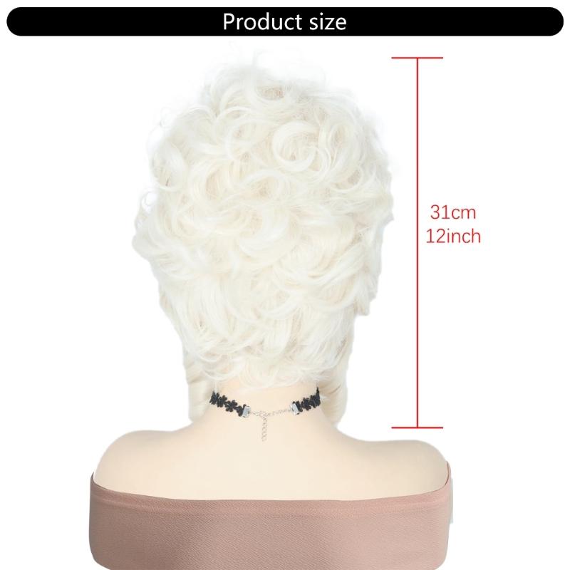 Women Short Curly Blonde Beehived Wig Vintage Queen Wig Cosplay Halloween Party Costume Wig Party Wig