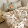Adorable Puppy Cartoon Cotton Bedding Set, 1.2m Student Dorm - Includes Bed Sheet, Duvet Cover, and Pillowcase.