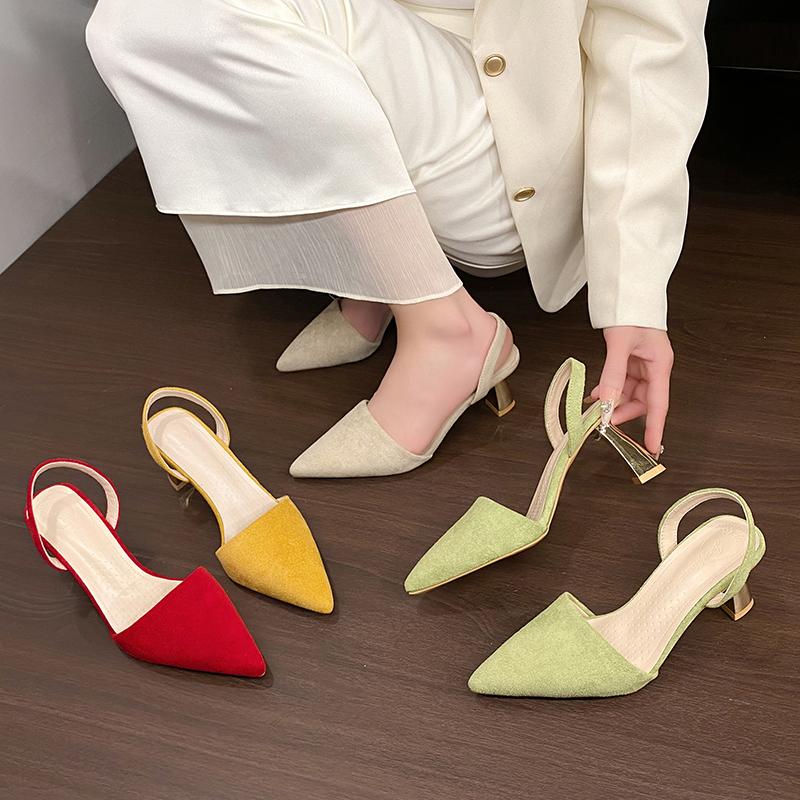 Shoes for Women Hot Sale Slingbacks Women's High Heels Shallow Mouth Office and Career Sexy Slip-on Toe Cap Gladiator Sandals