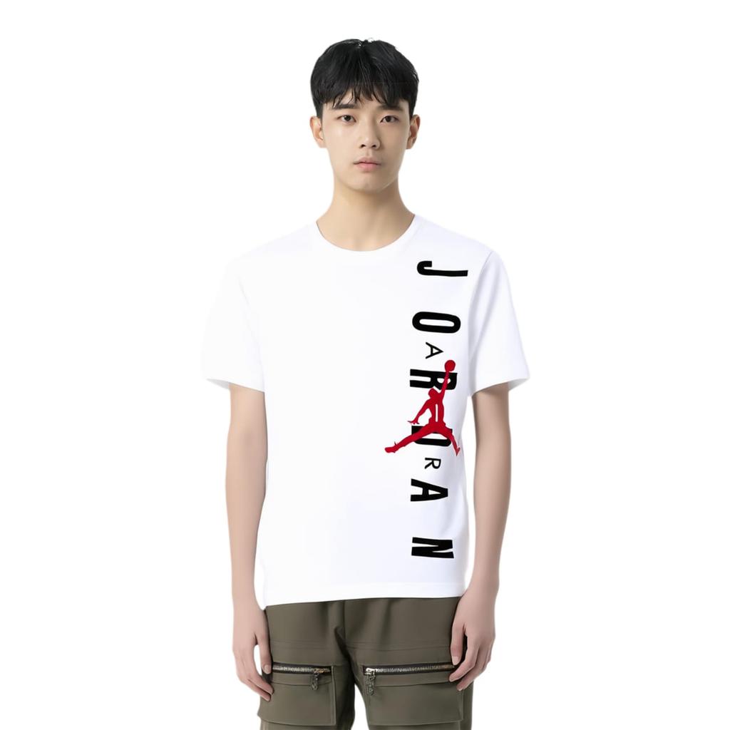 Jordan T Shirts Men's White Crew Neck Moderate Straight Fit CW0393-100