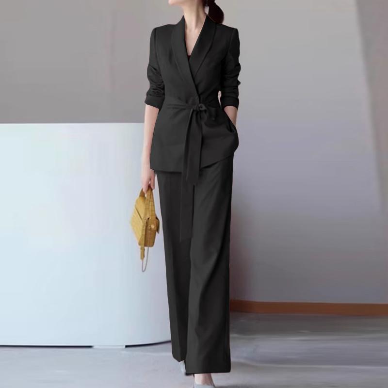 ZANZEA Women Long Sleeve Casual Blazer and Pants Two Piece Suit Sets