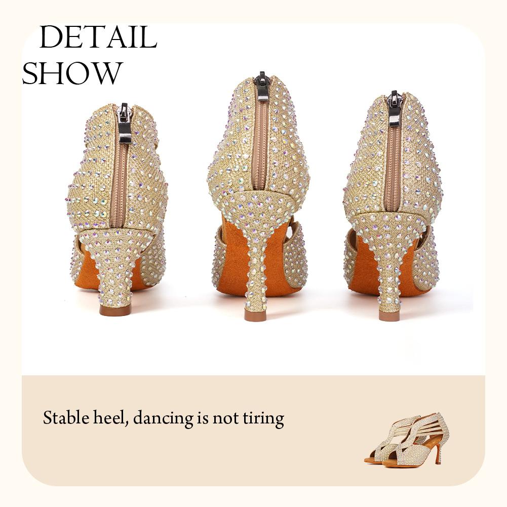 Womens Sequins Dance Shoes Girls Ballroom Party Latin Dance Shoes Jazz Salsa Performance Fashion Dance Shoes Heeled 5/7/9CM