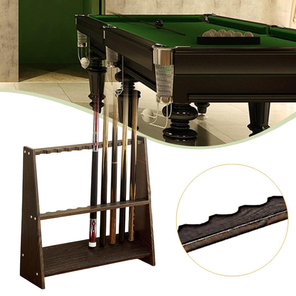 Floor Standing Pool Cue Rack Sturdy Wood Billiard Stick Holder for Billiards Accessories in Home Bar or Club Game Room