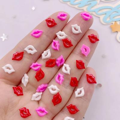 100pcs Resin Red Pink White Lips Nail Art Flat Back Rhinestone Scrapbook DIY Christmas Applique Decor Jewelry Accessories Crafts