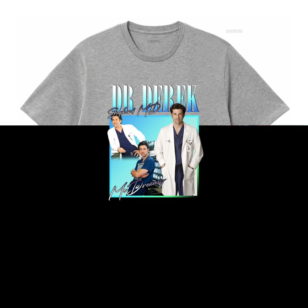 Dr Derek Shepherd T Shirt for Greys Anatomy Fans Grey Sloan Memorial Design Perfect Medical Drama Lovers Vintage Washed