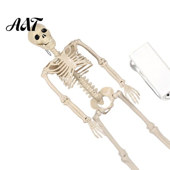Halloween Decorations Outdoor 36 Inches LED Light Up Skeleton, 3FT Life Size Full Body Indoor Party Decor Posable Plastic Human Bones with Movable