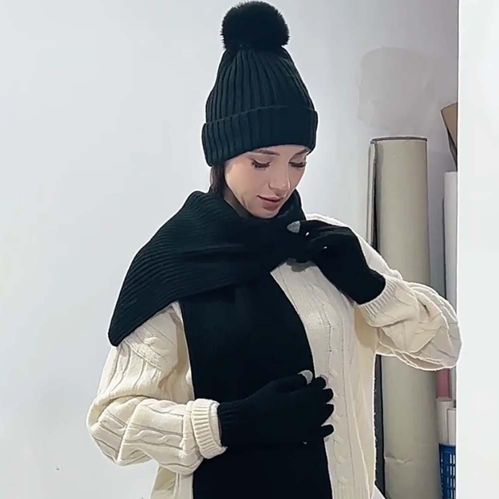 Warmer Mittens Cold Proof Gloves  Woolen Hat Versatile Pullover Cap  Daily