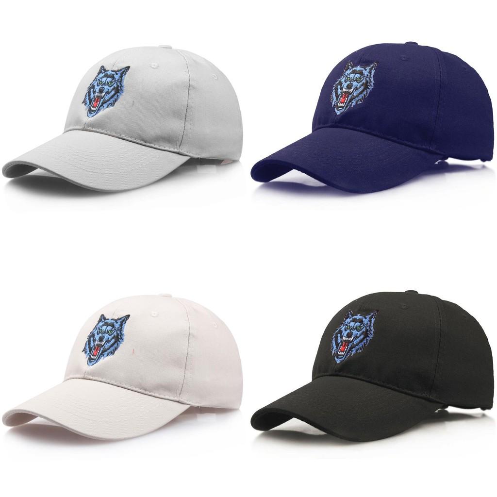 Head Blue Wolf Pattern Embroidered Baseball Caps Outdoor Sports Casual Hats