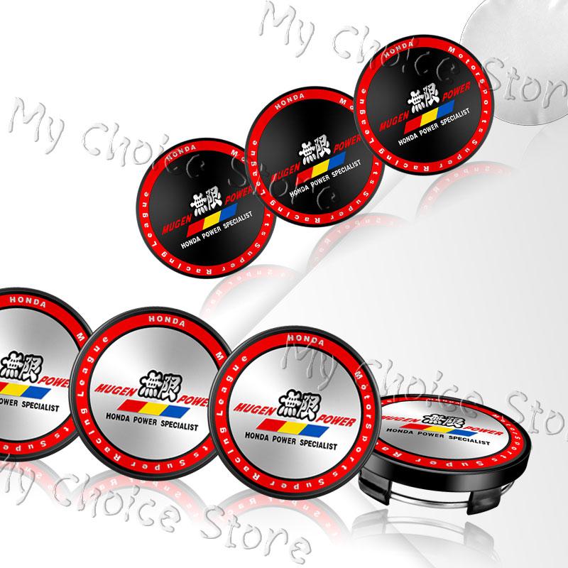 4Pcs/lot 56mm Car Styling Mugen Logo Hubcap Wheel Centre Hub Caps Emblem Sticker For Honda Civic Accord CRV Hrv Jazz Accessories