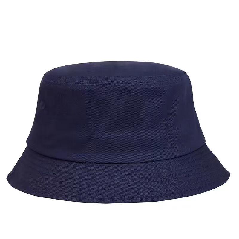 Sombrero de Pescador de Algodón Bordado Personalizado con Protección Solar - Color Sólido de Moda para Hombres y Mujeres