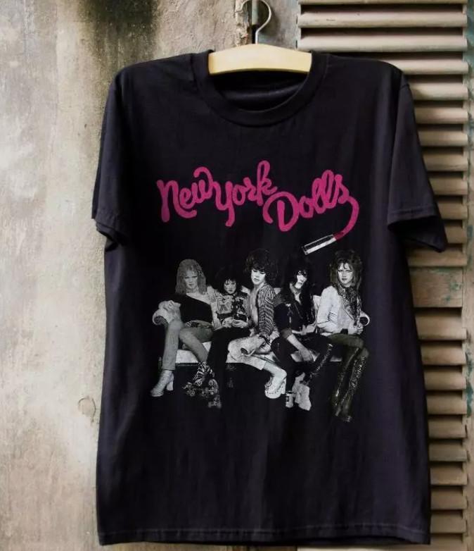 New York Dolls Футболка New York Dolls Черная Хлопок Для Фанатов Унисекс Футболка XXXXL