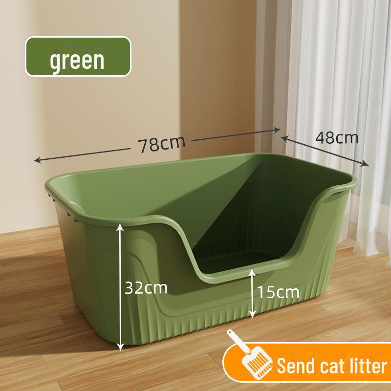 

Очень большой водонепроницаемый кошачий туалет с открытой конструкцией и ковриком для кошек породы мейн-кун Litter Box