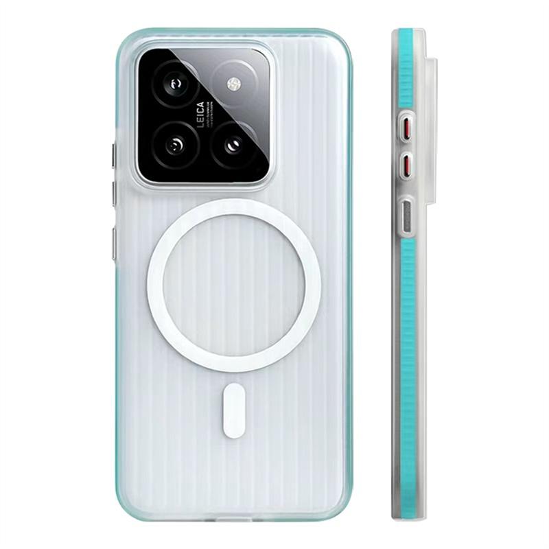 Magnetic Case For Xiaomi 15 14 13 Pro Mi 15 5G For MagSafe Matte Transparent Luggage Stripe Slim Back Cover Shockproof Bumper