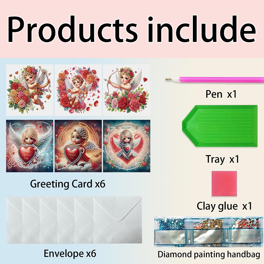 6 Stuks Dieren DIY Diamant Schilderen Kaart Valentijnsdag Strass Schilderen Kaart Kit Diamant Tekenen Kaart voor Vakantiefeest Bedankjes
