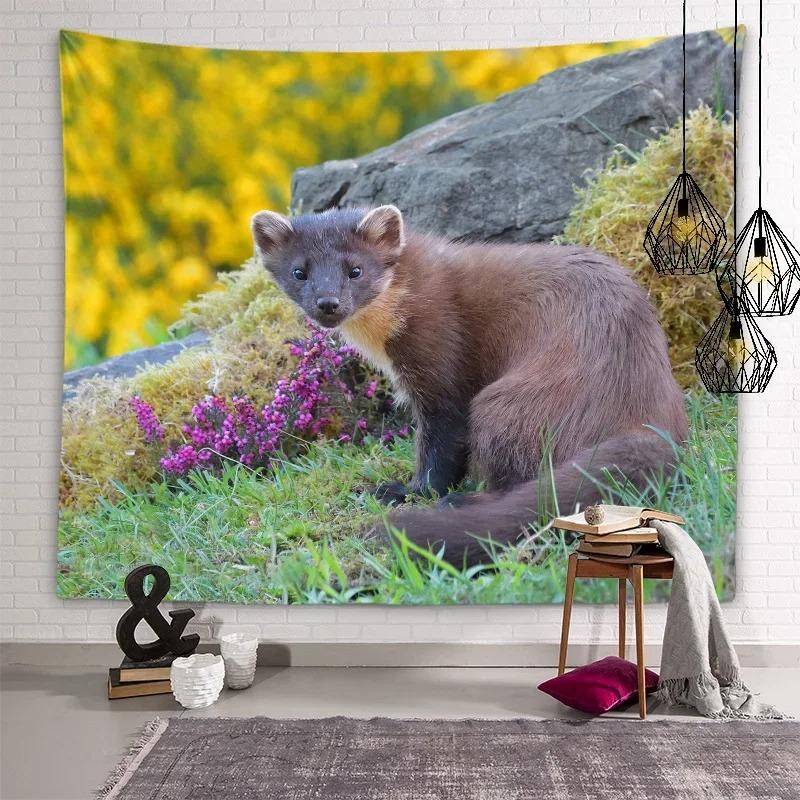 Cute Mink Animal Decorative Tapestry Home Wall Living Room Office Decorative Tapestry
