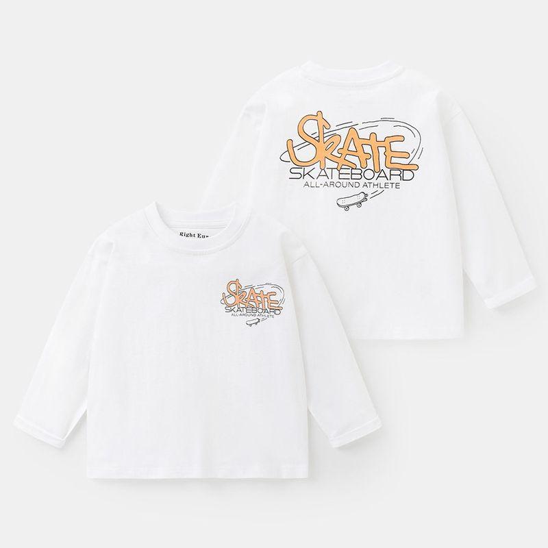 Boy s Long-Sleeved T-shirt Spring New Kids Children s Clothing Boys  Spring Baby Bottoming Shirt Kids  Tops Spring and Autumn White 110