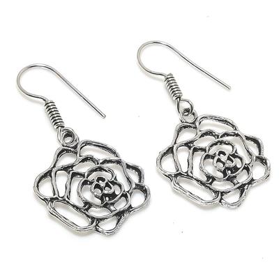 Natural Vintage Look Handmade 925 Sterling Silver Gift Earring 1.69" O1l94