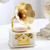 European-style Gramophone Model Music Box Gramophone Model Phonograph Shape Classical Phonograph Drawer Music Box Hand Crank