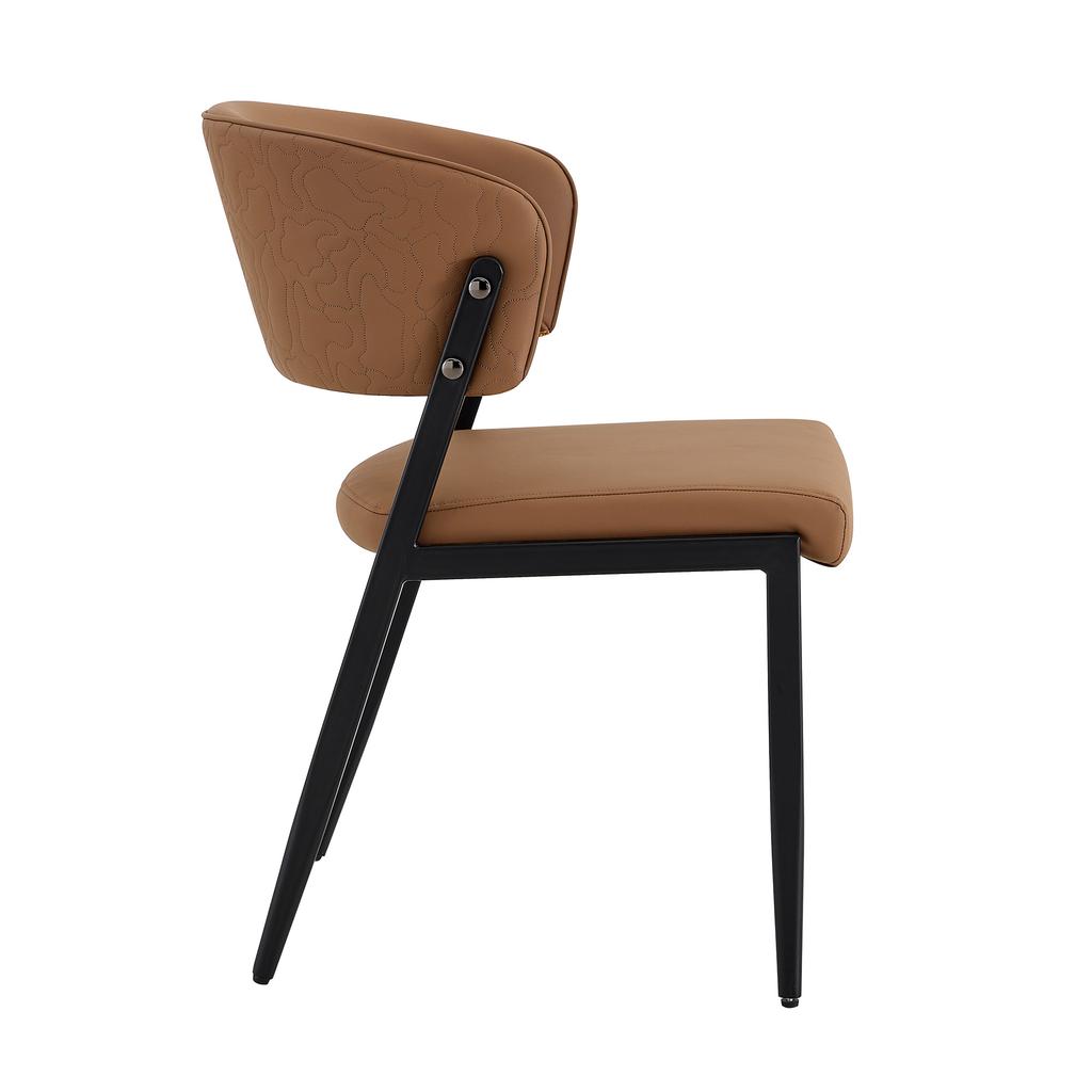 Dining Chair Set of 2 Modern Upholstered with Metal Frame, Ergonomic Backrest, Faux Leather Chair for Dining Room Living Room Kitchen - Chair Only