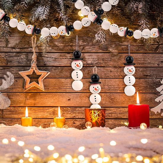 50/100 Stück Weihnachts-Schneemann-Holzperlen, strapazierfähig, DIY-Handwerk, handgefertigt, Armband, Halskette, Schmuckherstellung, Cartoon-Schneemann, lose Perlen-Set