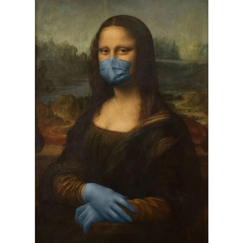 Nordic Funny Mona Lisa with Cat Bubble Poster Prints Canvas Paintings Bar Hotel Decorative Painting Mural Living Room Decor