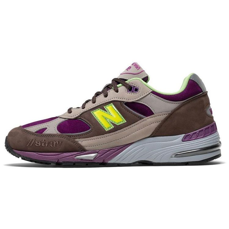 

Stray Rats x New Balance 991 Сделано в Англии Фиолетовый Зеленый Мужские Кроссовки Серый M991SRG 45