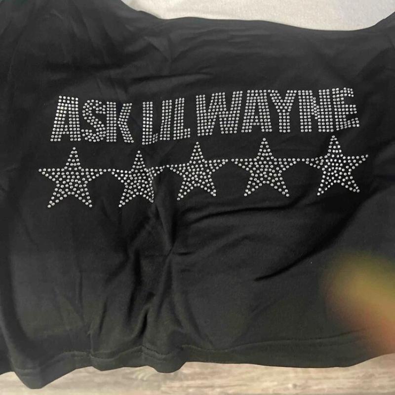 European and American Summer Women's Fashion Trend Hot Stamping Diamond Slim Fit Slanted Shoulder Exposed Navel Short T-shirt