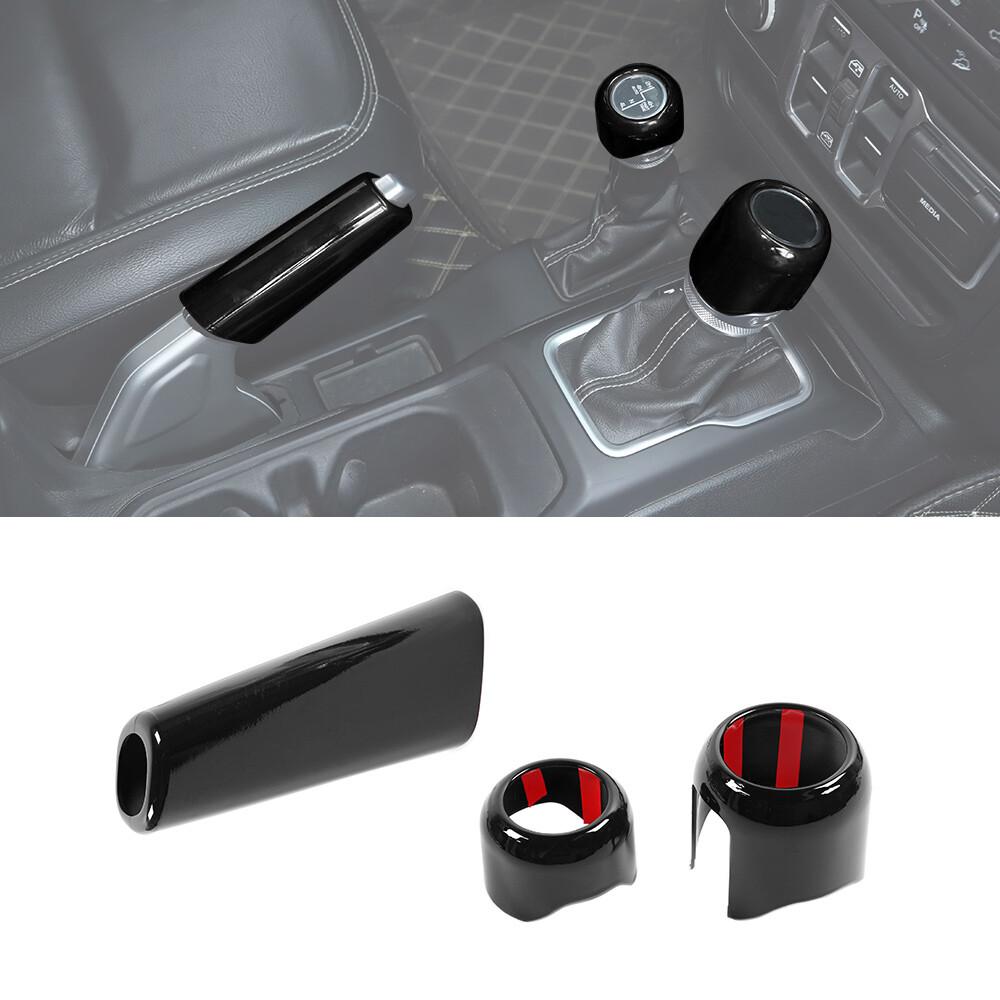 Gear Shift Knob Trim Handbrake Drive Mode Cover for Jeep Wrangler JL 18+ Black