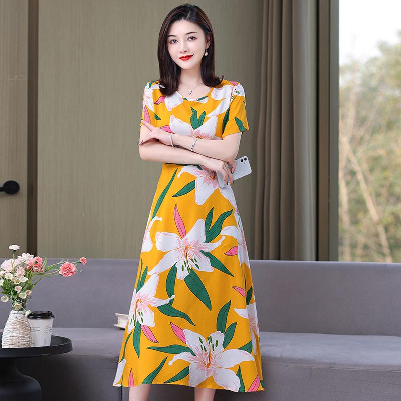 Sommer-Boho-Kleider für Damen, elegantes kurzärmliges langes Kleid in Übergröße