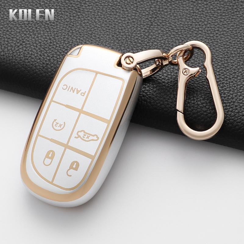 Tpu Car Remote Key Case Cover Shell For Jeep Grand Cherokee Compass Dodge Charger Chrysler Key Protection Accessories Keychain