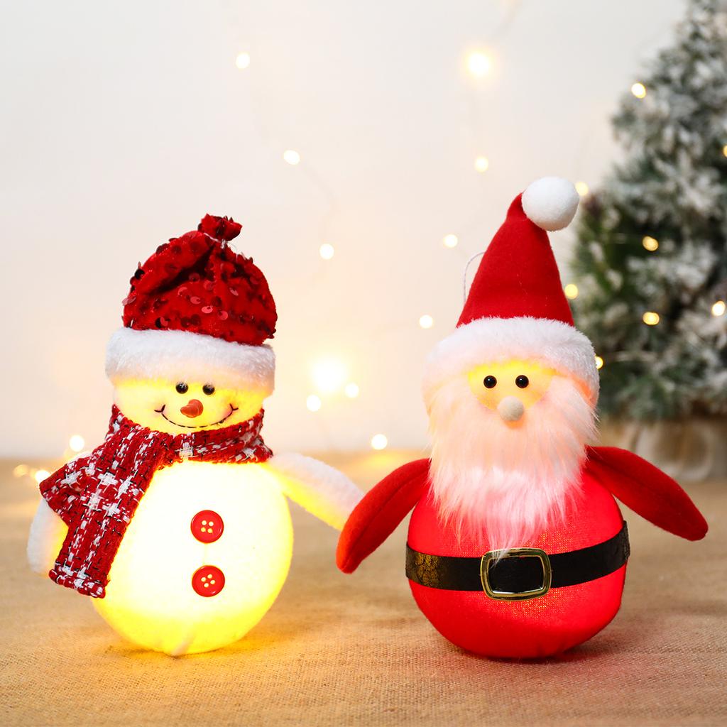 Christmas Faceless Doll Gnome Ornaments LED Light Plush Knitting Crafts Pendant Decor Christmas Decorations for Home Kids Gift