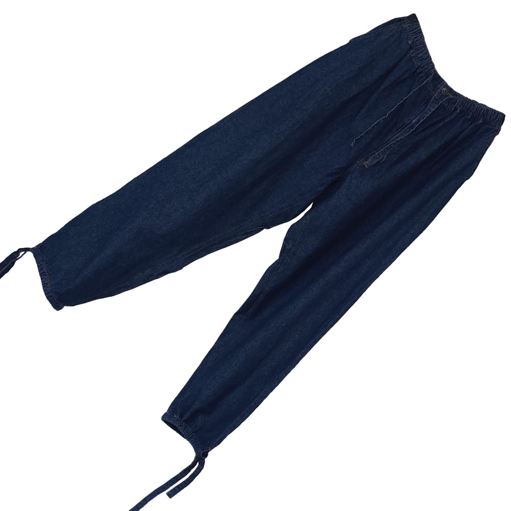 SWINGPLUS Men's Denim Kimono Samue Set (Top and Bottoms), Loungewear, Sizes M-2L (2L, Indigo)