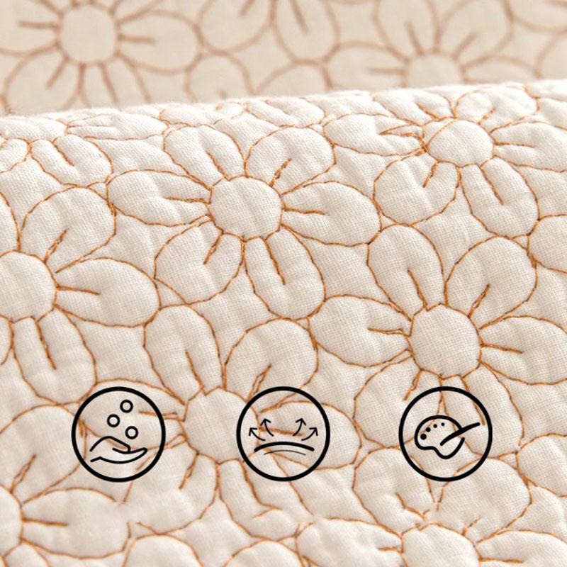 Pure Cotton Lace 3D Embroidered Sofa Cushion Pastoral Non-Slip Sofa Cover for All Seasons Skin-Friendly Soft Furniture Protector