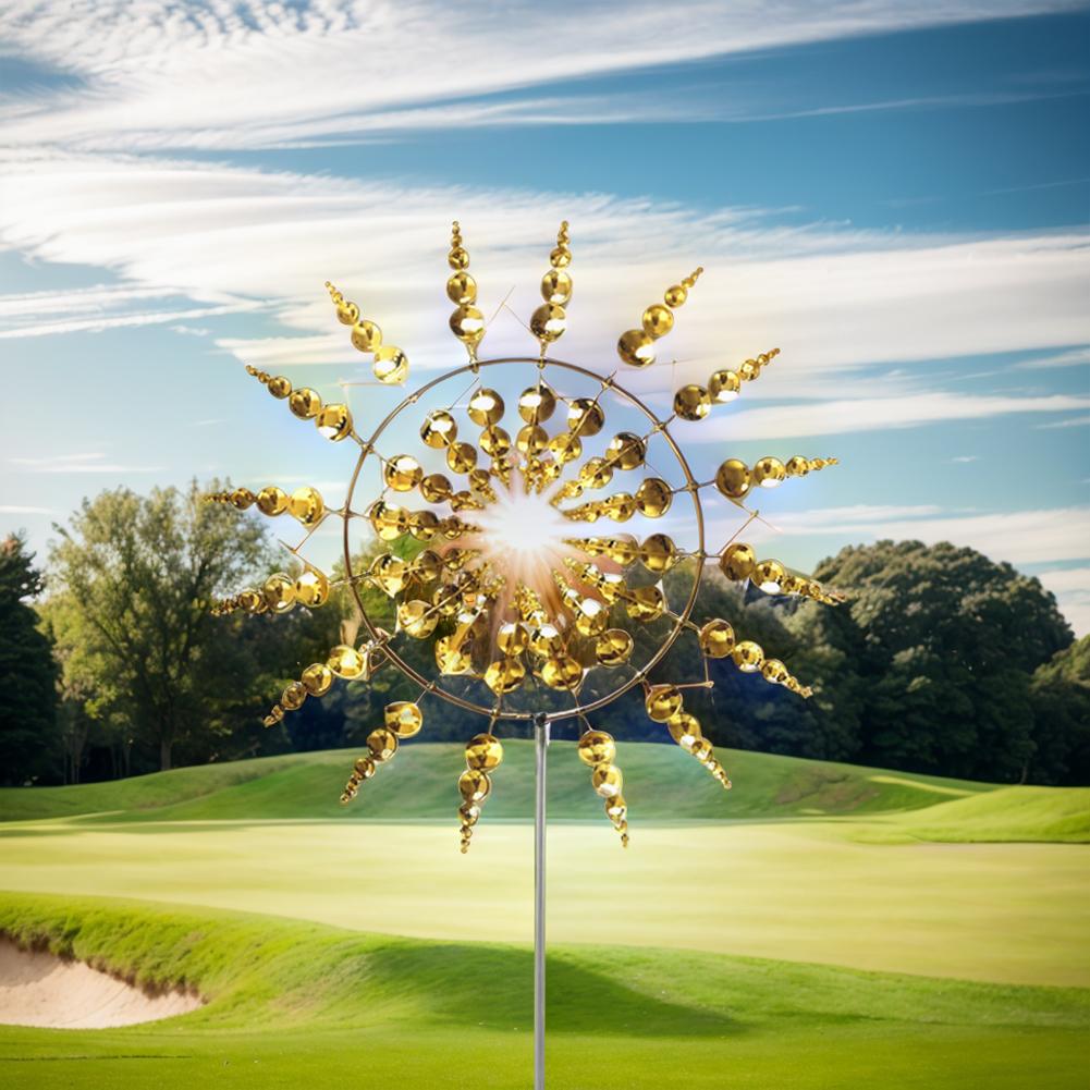 Metal Rotating Windmill 3D Spinner Outdoor Magical Kinetic Windmills Unique Wind Powered Catchers For Garden Courtyard Lawn