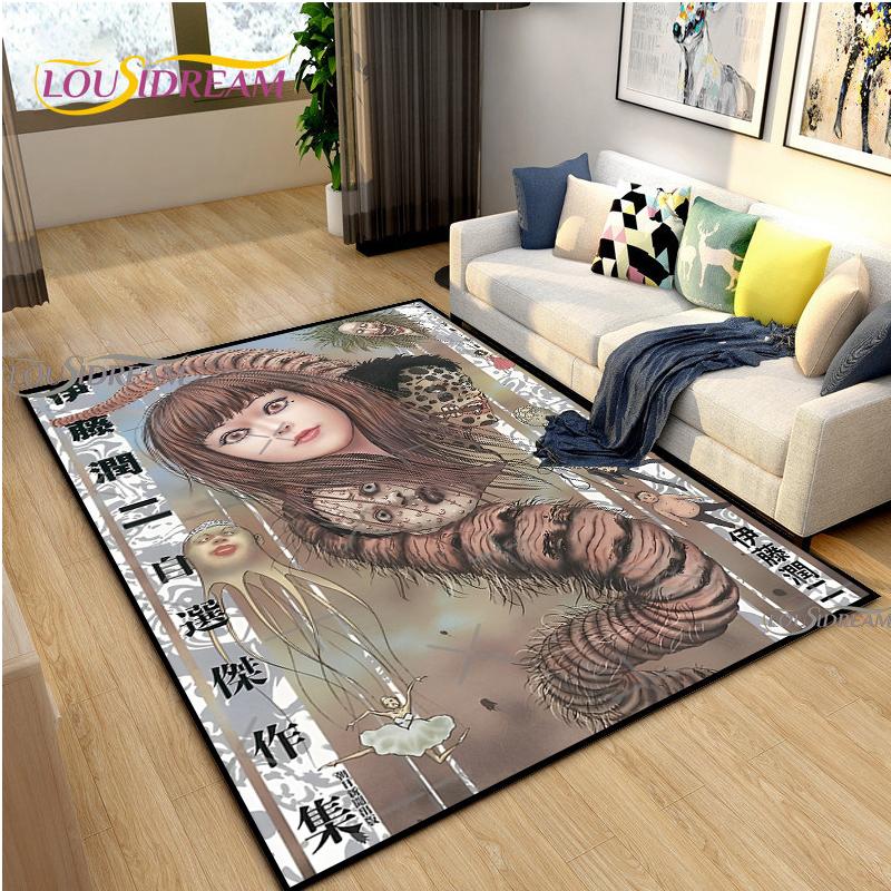 Junji-Ito fear Carpet for Living Room Bedroom Rug Kitchen Kid Door Unslip Floor Mat Birthday gift photography props Alfombra Rug