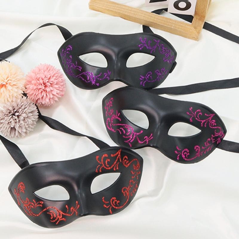 Venezianischer Stil Handbemalte Halbmaske für Kostümpartys Leichter, langlebiger Kunststoff Bequeme Passform Wiederverwendbares Rollenspiel-Accessoire