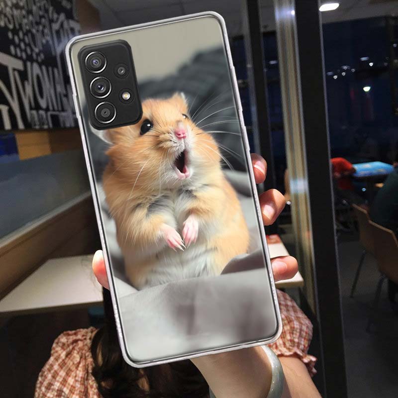 Hamsters With Hats Have Ears Phone Case For Samsung A15 A25 A35 A55 Galaxy A12 A22 A32 A52S A72 A05S A02S A42 J6 J4 A6 A7 A8 A90