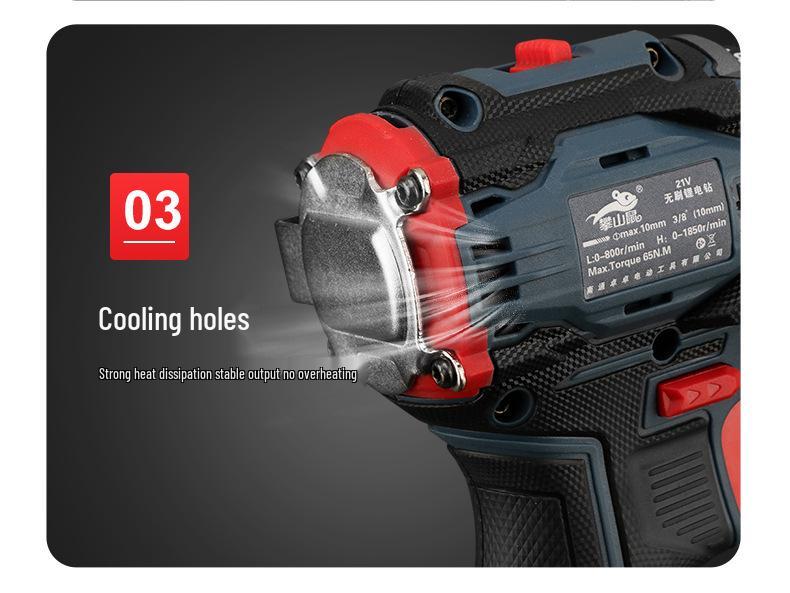Brushless Dual-Speed Hand Drill with Lithium Battery and Metal Chuck