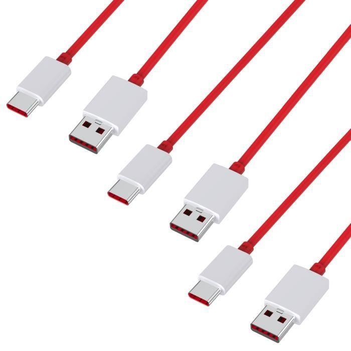 Pack of 3 USB-C 1m Fast Charging Cables for OnePlus 11-10 Pro-8 Pro-8-7T Pro-6T-6-5T-Nord CE 3 Lite-Nord CE 2-Nord 2T-Ace Phonillico®