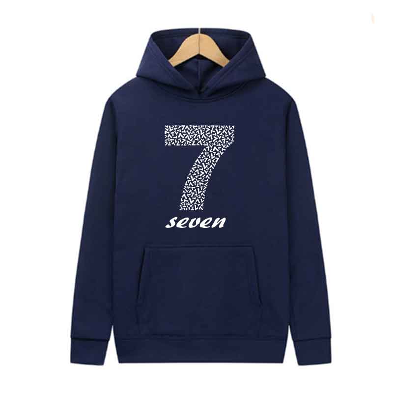 2025 Unisex Sweatshirt Casual Sports Pullover Top Harajuku Long-sleeved Hoodie Creative Number 7 Print Men Women Wear