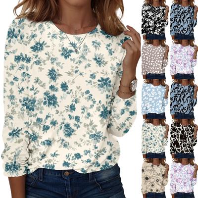 Long Sleeve Shirts For Women Cute Print Graphic Tees Blouses Casual Plus Size Basic Tops Pullover