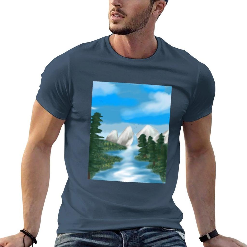 T-shirt Paesaggio Montano Taglia Grande Manica Corta per Unisex