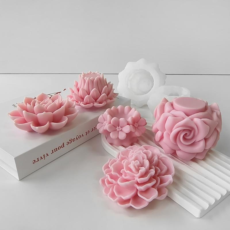 Flower Shaped Mould Silicone Scented Candle Mold 3D Aromatherapy Mould Home Decorations Mold Jewelry Making Tool