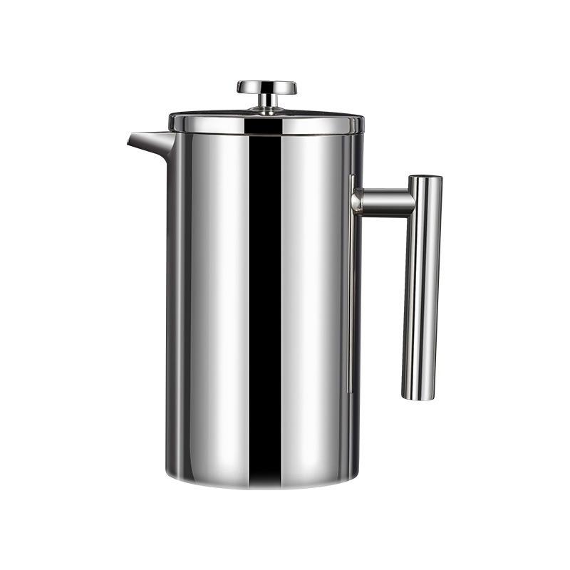 Inner and Outer 304 Stainless Steel Filter Coffee Maker with Double-layer Insulation for Keeping Coffee Warm. Pressing Coffee Maker.