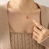 Ethnic Double Happiness Pendant Necklace, 18K Gold Plated Titanium Steel Clavicle Chain