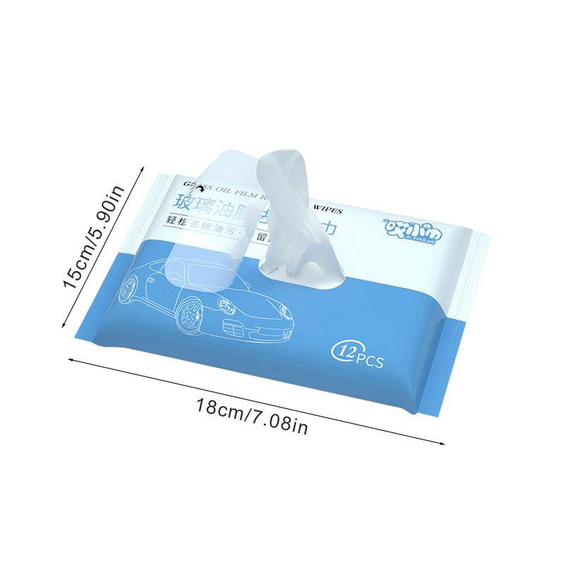 Car Glass Cleaner Wipes Oil Film Cleaner Glass Cleaner Wipes Stain Remover Glass Film Removal Wipes 12 Count Cleaning Wipes