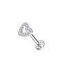 Steel Bar Heart & Cross Zircon Earrings - Women's 16G Cartilage & Lip Studs